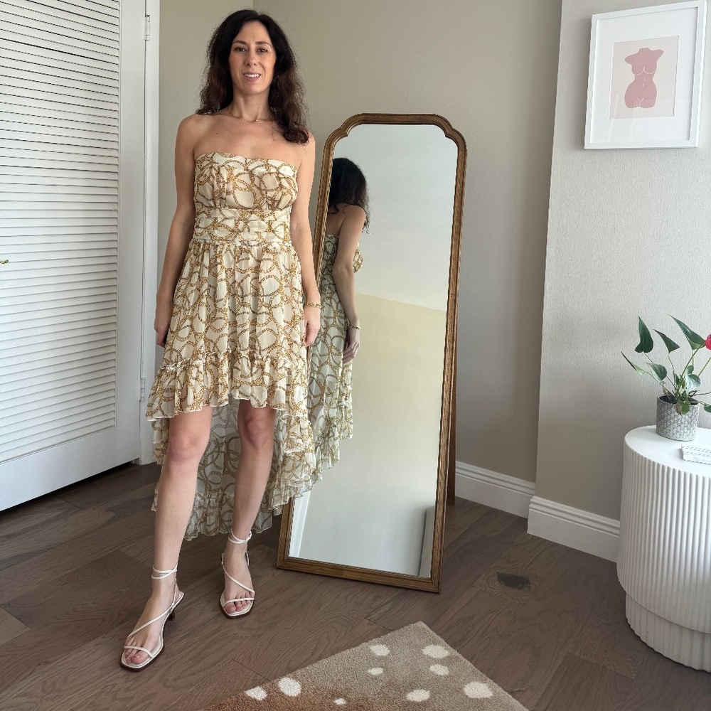 High low dress in chain print